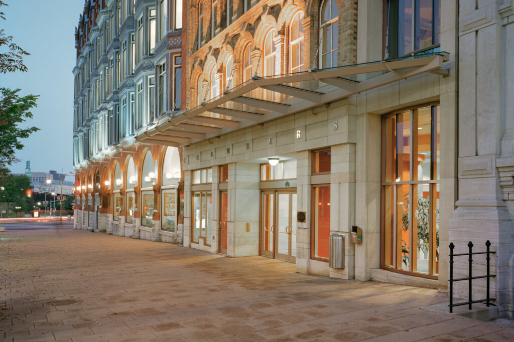 Street view of The Chambers building in downtown Ottawa